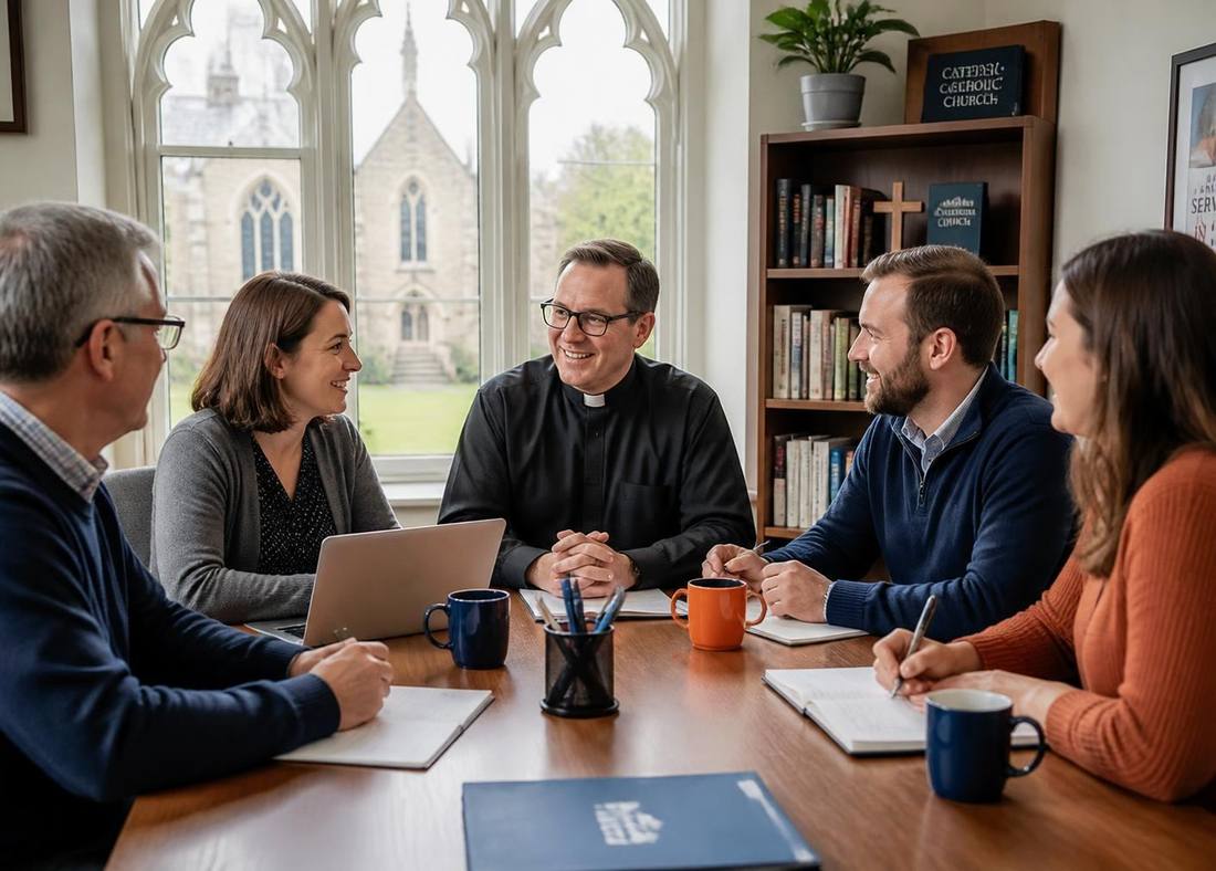 Equipo de Seloples reunido con responsables de una entidad de Iglesia